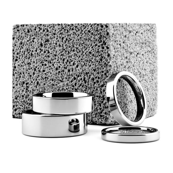 Metals Jewelry 6mm Flat Pipe Cut Tungsten Carbide Wedding Ring Mirror Polished Band Size 9.5