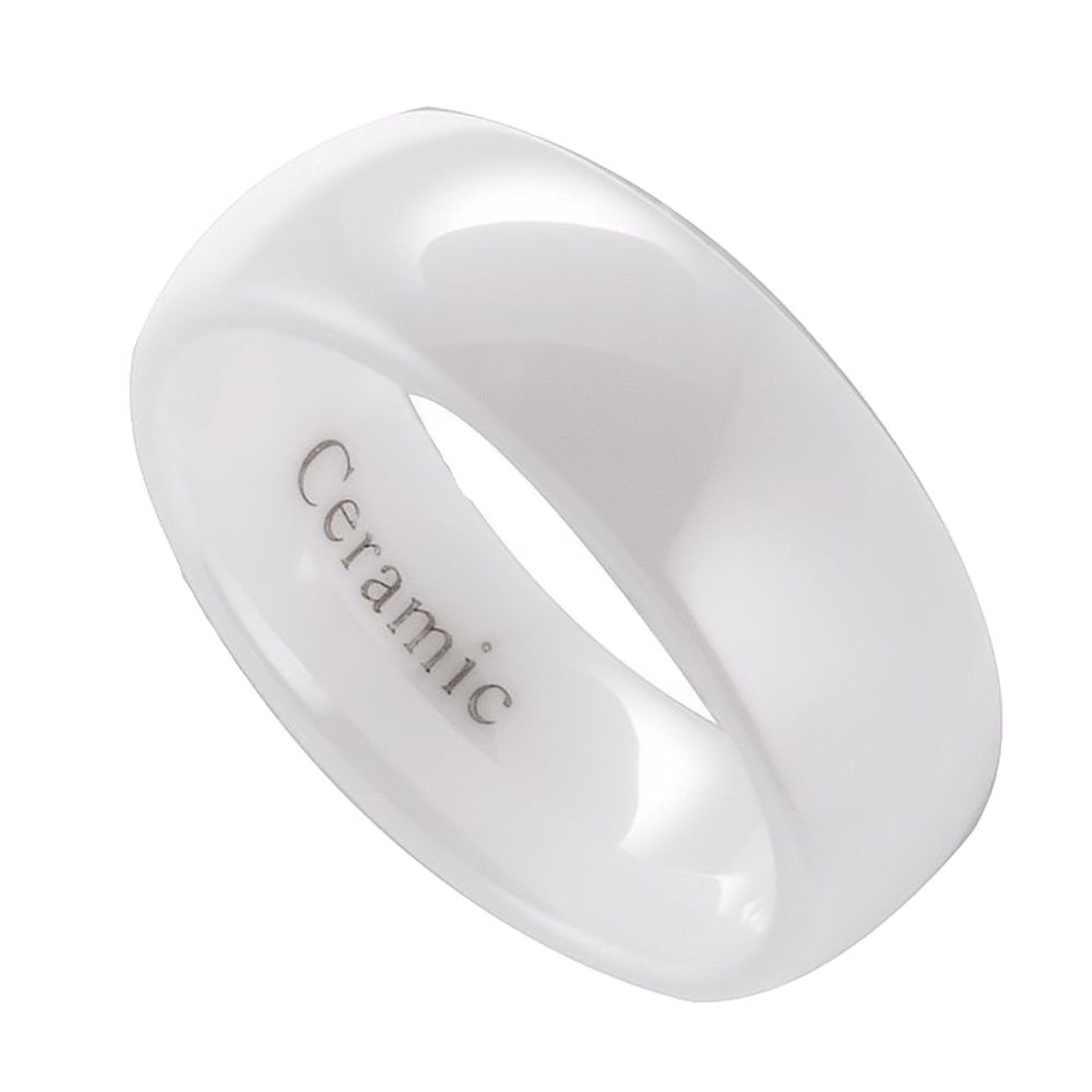 Metals Jewelry 8mm White Ceramic Wedding Ring Classic High Polished ...