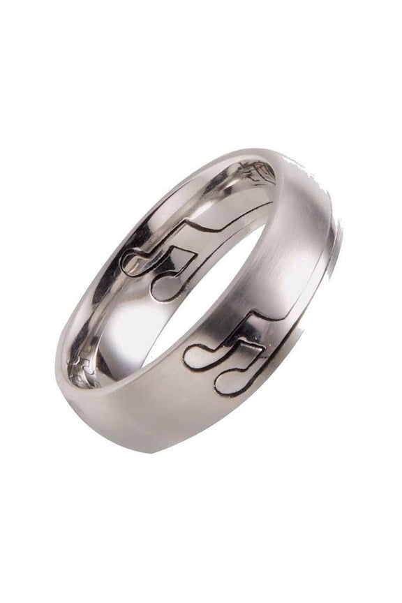 Metals Jewelry Adult Men's / Women's 6mm Musical Note Puzzle Ring 316L Surgical Stainless Steel Band Size 7