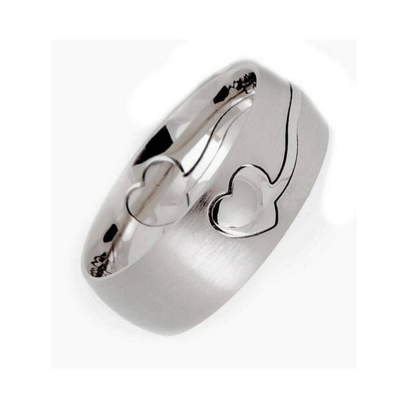Metals Jewelry Adult Men's / Women's 8mm Laser Cut Heart Puzzle Ring Surgical 316L Stainless Steel Size 11