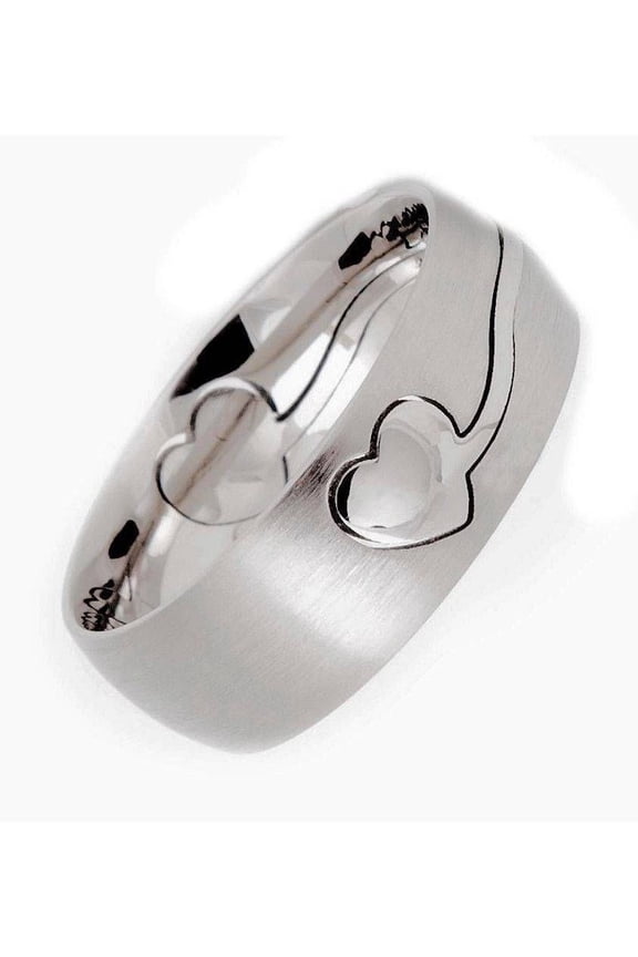 Metals Jewelry Adult Men's / Women's 8mm Laser Cut Heart Puzzle Ring Surgical 316L Stainless Steel Size 5