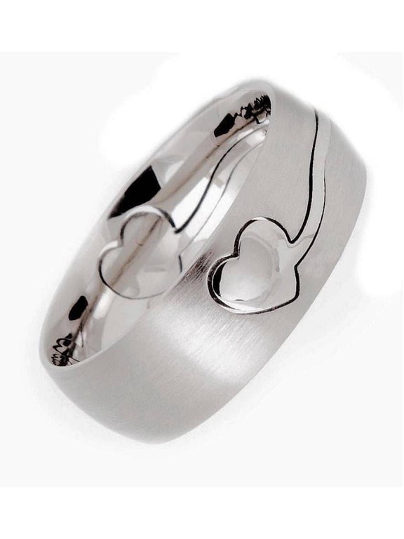 Metals Jewelry Adult Men's / Women's 8mm Laser Cut Heart Puzzle Ring Surgical 316L Stainless Steel Size 7