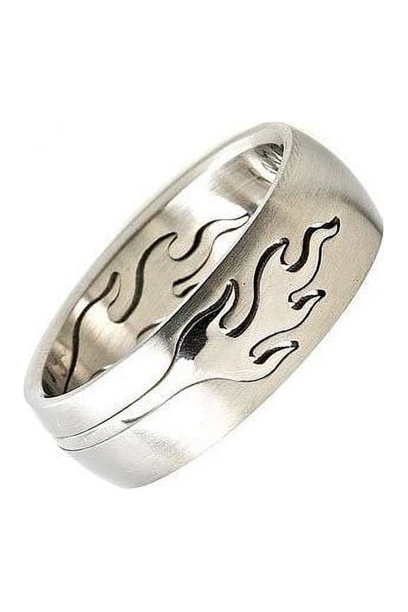 Metals Jewelry Adult Men's / Women's Flames Cut-Out 316L Surgical Stainless Steel 8mm Ring Size 11