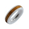 thumbnail image 1 of Metals Jewelry Adult Men's / Women's White Ceramic 6mm Wedding Band Inlay Made from Real Koa Wood Ring Size 6.5, 1 of 5