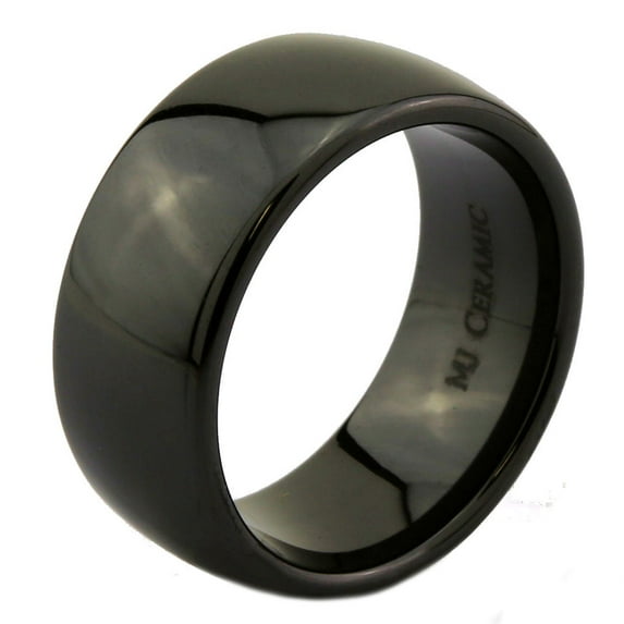 Metals Jewelry Beautiful Black Ceramic 10mm Wedding Band Classic High Polished Ring Size 7.5