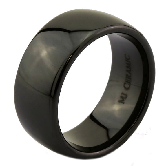 Metals Jewelry Beautiful Black Ceramic 10mm Wedding Band Classic High Polished Ring Size 9.5
