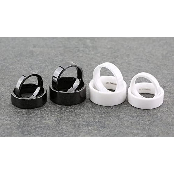 Metals Jewelry Black Ceramic 6mm Wedding Band Flat Pipe Cut High Polished Ring Size 5.5
