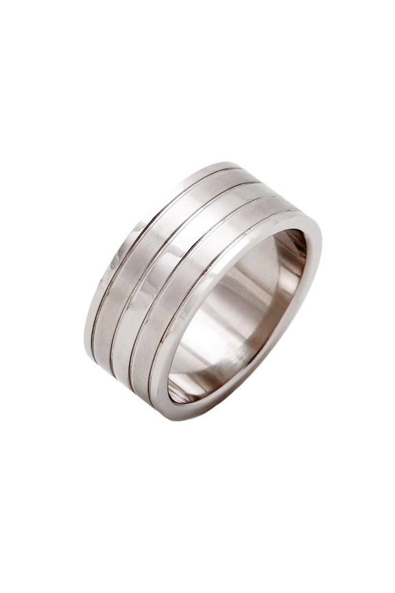 Metals Jewelry Men's / Women's 316L Surgical Grade Stainless Steel Ring 2 tone 10mm WIDE Size 9