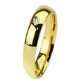 thumbnail image 1 of Metals Jewelry Men's / Women's 4mm Stainless Steel Single CZ Gold Plated Wedding Band Ring Size 7.5, 1 of 2