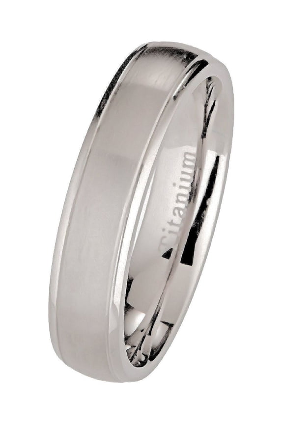 Metals Jewelry Men's / Women's 5mm Brushed Polished Titanium Wedding Ring Comfort Fit Band Size 11.5