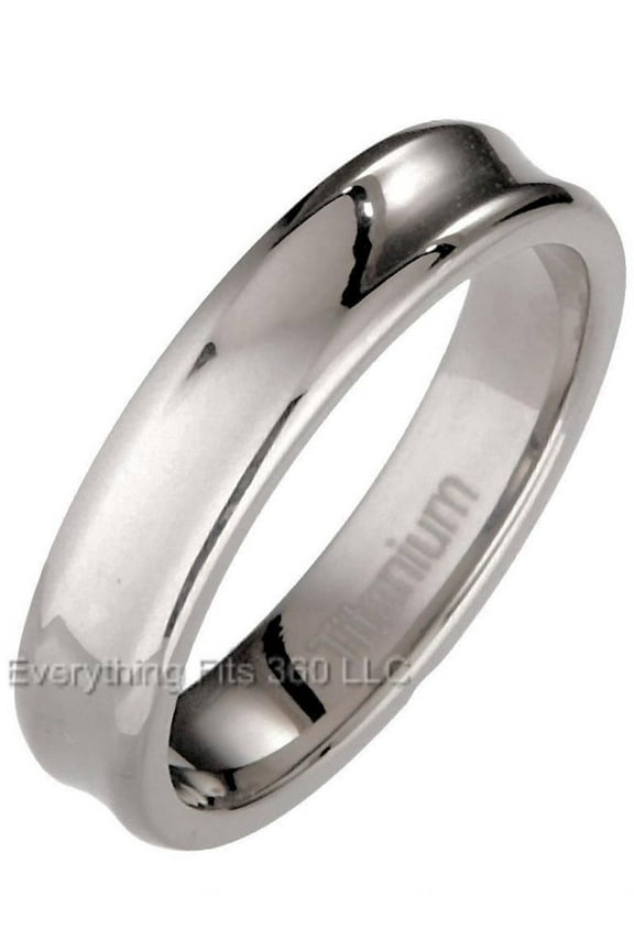 Metals Jewelry Men's / Women's 5mm Concaved Hi Polished Titanium Wedding Band Comfort Fit Ring Size 7.5