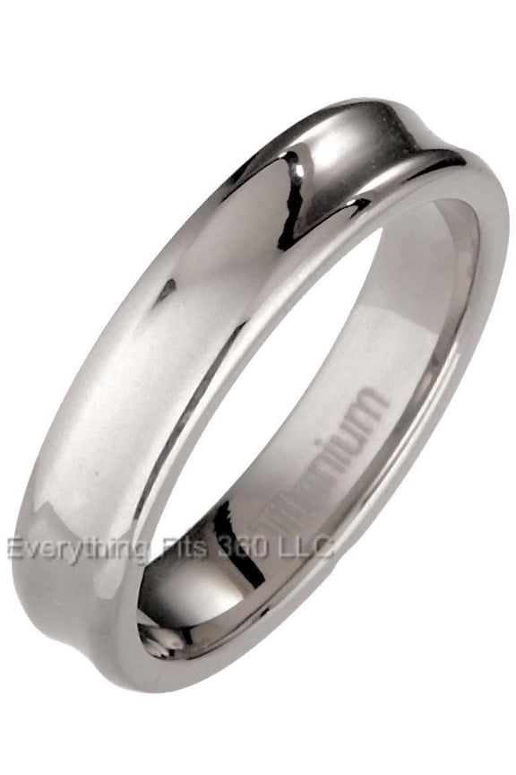 Metals Jewelry Men's / Women's 5mm Concaved Hi Polished Titanium Wedding Band Comfort Fit Ring Size 9