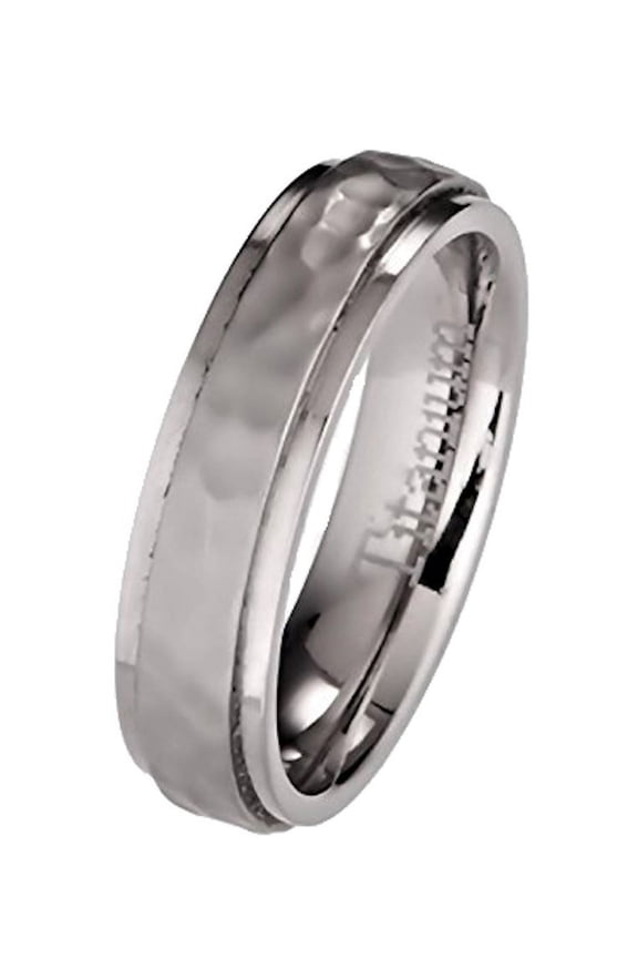 Metals Jewelry Men's / Women's 5mm Hammered Titanium Wedding Ring Recessed Edges Comfort Fit Band Size 14