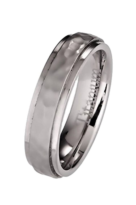Metals Jewelry Men's / Women's 5mm Hammered Titanium Wedding Ring Recessed Edges Comfort Fit Band Size 6