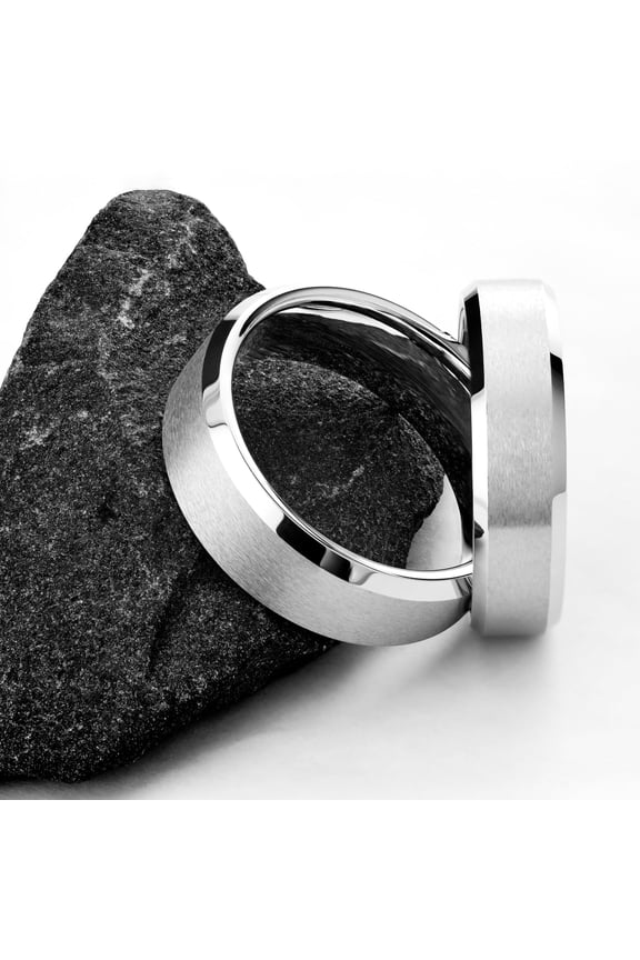 Metals Jewelry Men's/Women's 6mm Brushed White Tungsten Carbide Polished Edge Wedding Ring Size 12