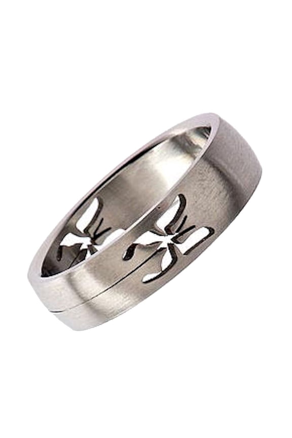 Metals Jewelry Men's / Women's 6mm Butterfly Cut-Out 316L Surgical Stainless Steel Ring Size 9