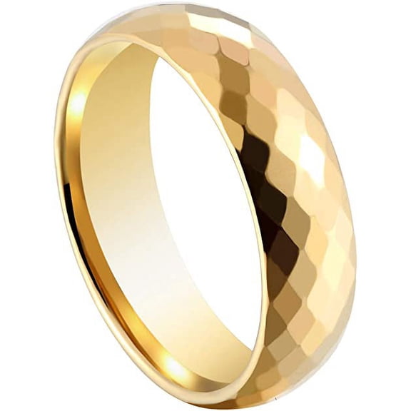 Metals Jewelry Men's / Women's 6mm Gold Plated Honeycomb Ring with Diamond Pattern Tungsten Carbide Wedding Band Size 12.5