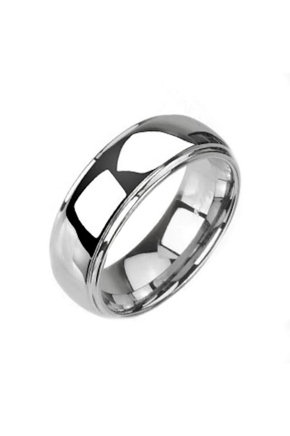 Metals Jewelry Men's / Women's 6mm Polished Half Dome Tungsten Carbide Wedding Band Recessed Edge Ring Size 6