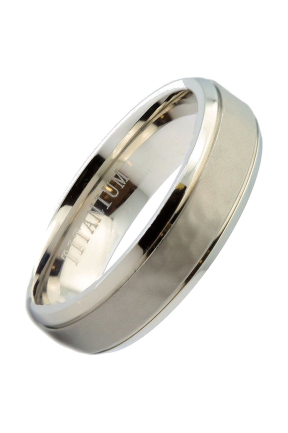 Metals Jewelry Men's / Women's 6mm Titanium Hammered Center Beveled Edge Wedding Band Ring Size 12.5