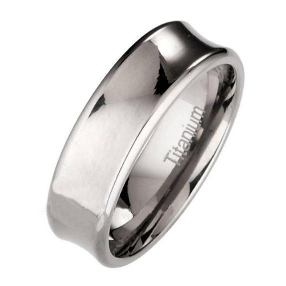Metals Jewelry Men's / Women's 7mm Concaved Hi Polished Titanium Wedding Band Comfort Fit Ring Size 13.5