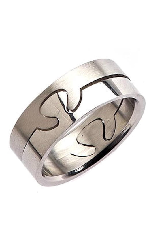 Metals Jewelry Men's / Women's 8mm 2 Part Surgical Grade 316L Stainless Steel Puzzle Ring Size 8