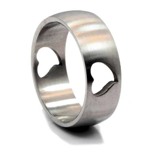 Metals Jewelry Men's / Women's 8mm Heart Cut-Out 316L Surgical Stainless Steel Ring Size 5