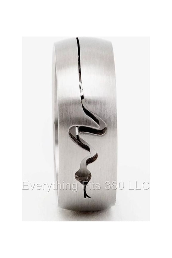 Metals Jewelry Men's / Women's 8mm Snake Shaped Cut-Out Ring 316L Surgical Grade Stainless Steel Puzzle Ring Size 10