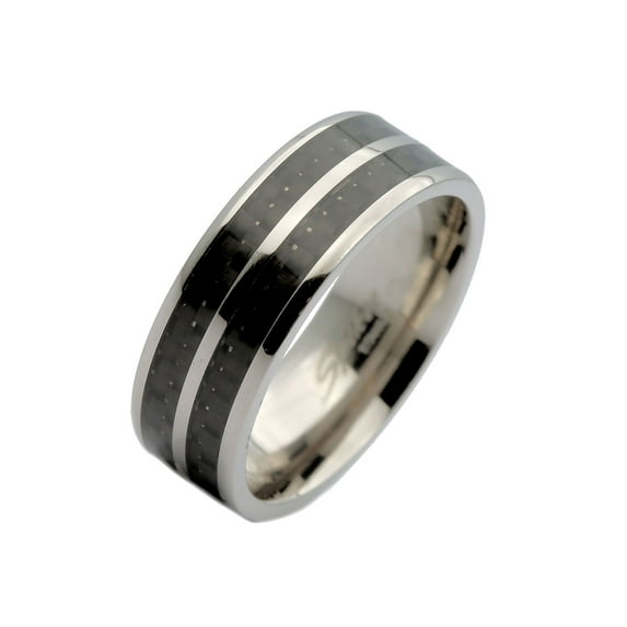 Metals Jewelry Men's / Women's 8mm Titanium Black Carbon Fiber Inlay Wedding Band Ring Size 13