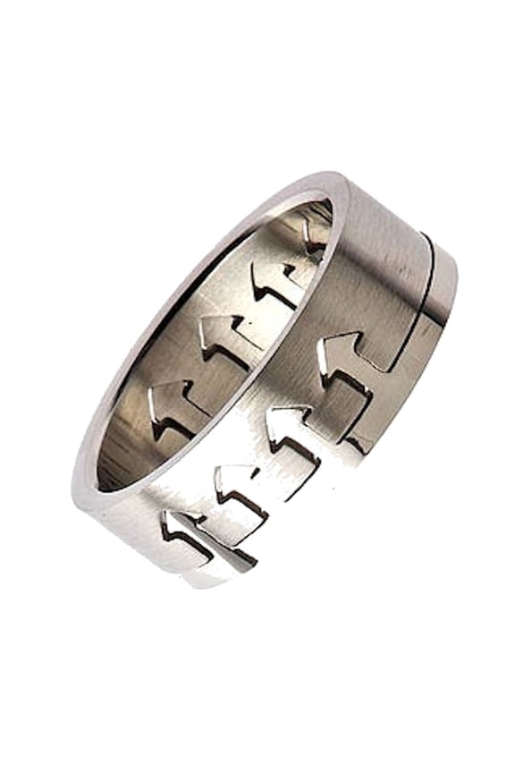 Metals Jewelry Men's / Women's Arrows Puzzle Ring 316L Surgical Stainless Steel Size 11