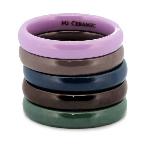 Ceramic 4mm Purple lavendar Wedding Band Classic High Polished Ring Comfort Fit Men Women