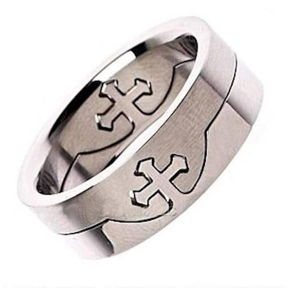 Metals Jewelry Men's / Women's Cross Puzzle Ring 316L Surgical Grade Stainless Steel 8mm Size 10