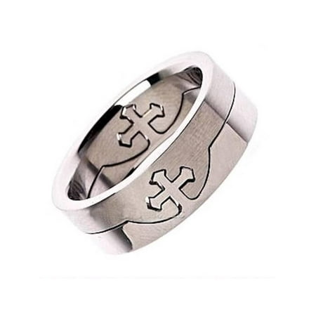 Metals Jewelry Men's / Women's Cross Puzzle Ring 316L Surgical Grade Stainless Steel 8mm Size 12