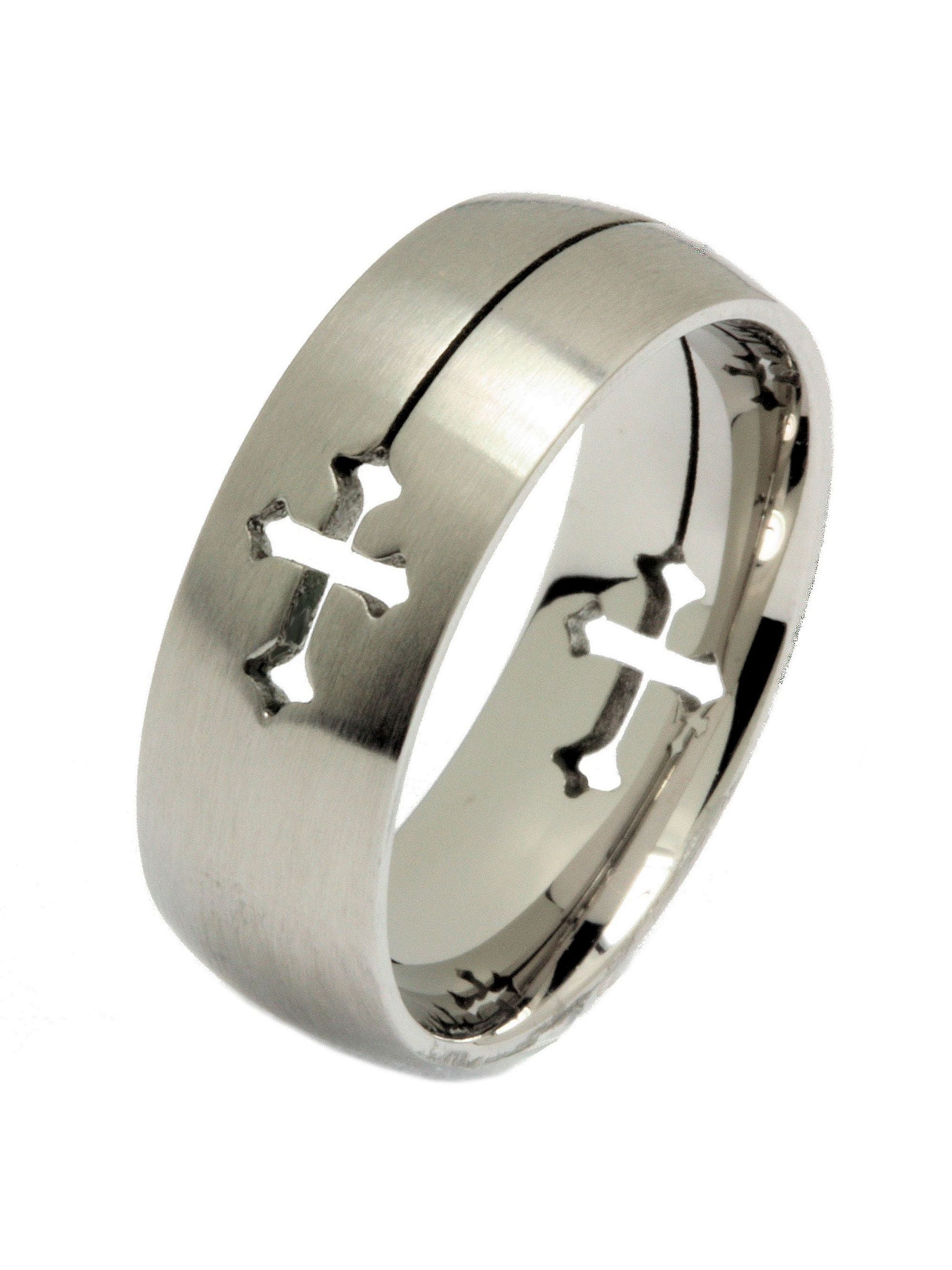 Metals Jewelry Men's Women's Laser Cut Cross Ring 316L Surgical