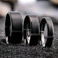 thumbnail image 1 of Metals Jewelry Men's / Women's Stainless Steel Black Plated Pipe Style Wedding Band Brushed Finish 8mm Ring Size 11, 1 of 6