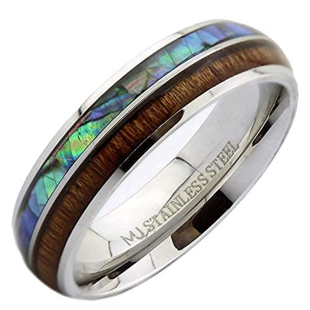 MJ Metals Black Ceramic & Acacia Koa Wood Ring - 8mm Comfort Fit Wedding Band, Size 9.5 - View #13