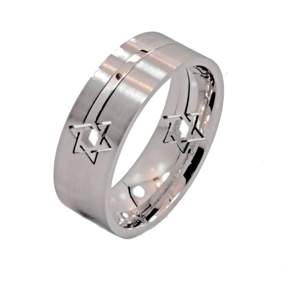 Metals Jewelry Men's / Women's Star of David Puzzle Ring 316L Surgical Grade Stainless Steel 8mm Size 13.5