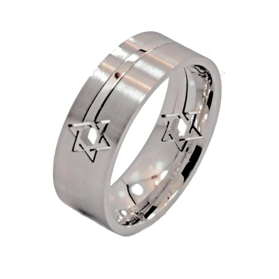 Metals Jewelry Men's / Women's Star of David Puzzle Ring 316L Surgical Grade Stainless Steel 8mm Size 13