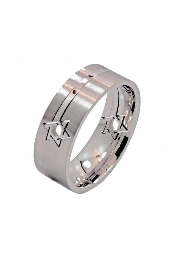 Metals Jewelry Men's / Women's Star of David Puzzle Ring 316L Surgical Grade Stainless Steel 8mm Size 9.5