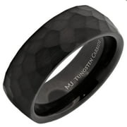 Metals Jewelry Mens / Womens Tungsten Carbide 8mm Hammered Black Obsidian Style Wedding Band, Comfort Fit Ring Size 12.5