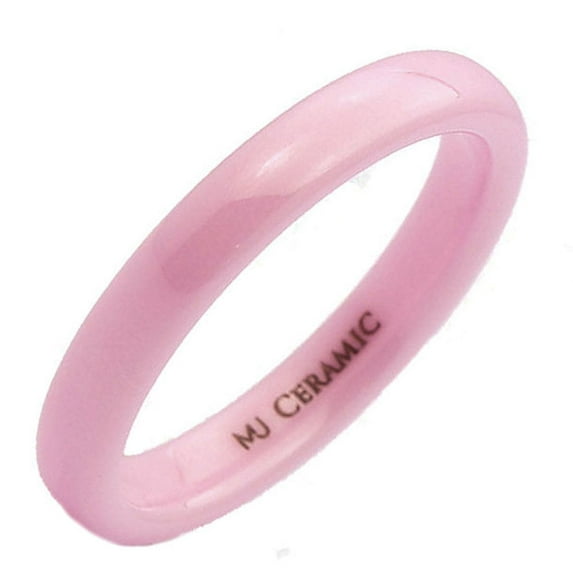 Metals Jewelry Pink Ceramic 3mm Wedding Band Classic High Polished Men Women Ring Size 9