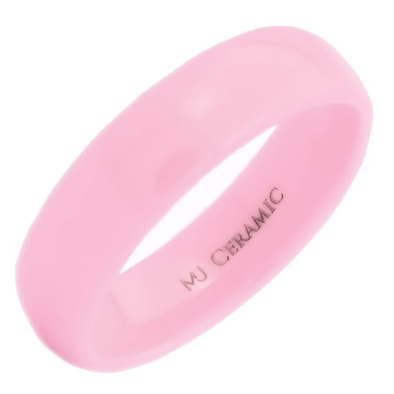 Metals Jewelry Pink Ceramic Wedding Band Classic High Polished 6mm Men Women Ring Size 13