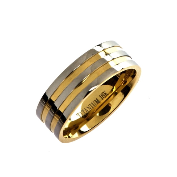 Metals Jewelry Titanium Men's / Women's Titanium 18k Gold Plated Wedding Ring Band Comfort Fit 8mm Wide Size 11
