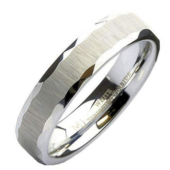 Metals Jewelry Tungsten Carbide 5mm Brushed Sideways Finish Grooved Edges Wedding Ring Size 6
