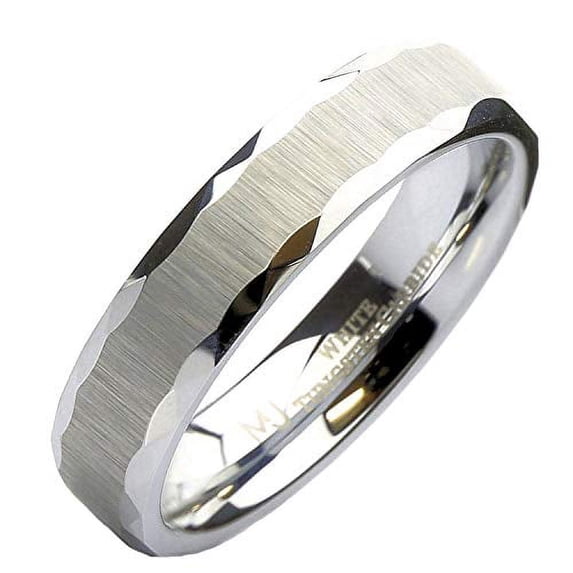 Metals Jewelry Tungsten Carbide 5mm Brushed Sideways Finish Grooved Edges Wedding Ring Size 9.5