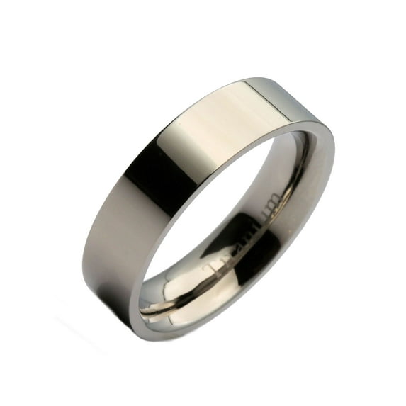 Metals Jewelry Unisex 6mm Titanium Mirror Polished Flat Pipe Cut Wedding Band Ring Size 12.5