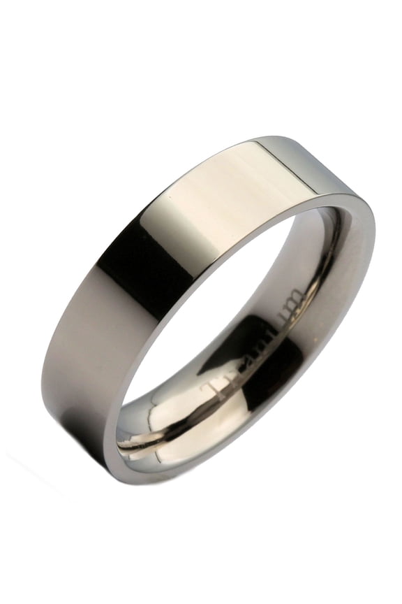 Metals Jewelry Unisex 6mm Titanium Mirror Polished Flat Pipe Cut Wedding Band Ring Size 12.5