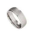 thumbnail image 1 of Metals Jewelry Unisex 7mm Brushed Polished Grooved Edges Titanium Comfort Fit Wedding Ring Size 7, 1 of 5