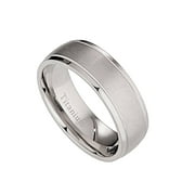 Metals Jewelry Unisex 7mm Brushed Polished Grooved Edges Titanium Comfort Fit Wedding Ring Size 7