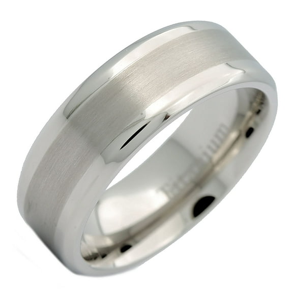 Metals Jewelry Unisex 8mm Titanium Brushed Center Polished Edges Classic Wedding Band Ring Size 7.5