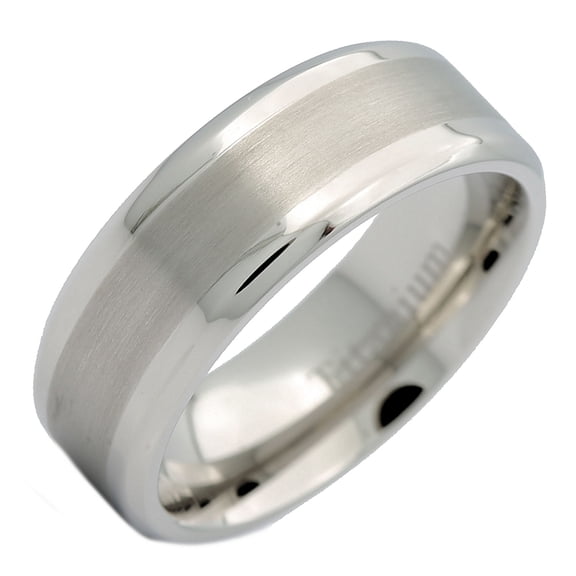 Metals Jewelry Unisex 8mm Titanium Brushed Center Polished Edges Classic Wedding Band Ring Size 7